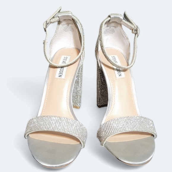 Steve Madden "Carrson" Silver Rhinestone Heels. - Picture 4 of 7